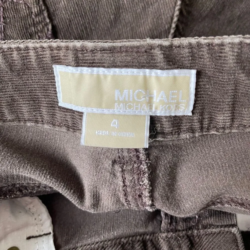 Michael Michael Kors Brown Corduroy Pants Straight Leg Women's Sz 4